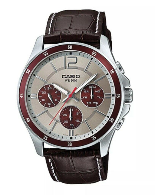 Casio MTP-1374L-7A1 Original Analog Leather Mens Watch Water Resistant MTP-1374L