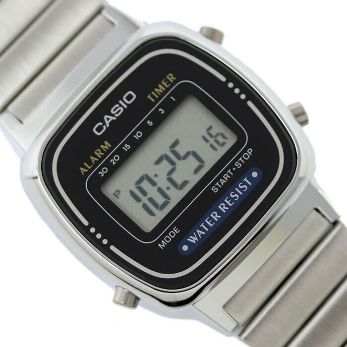 Casio LA670WA-1D New Stainless Steel Ladies Watch Digital Retro LA670 + Gift