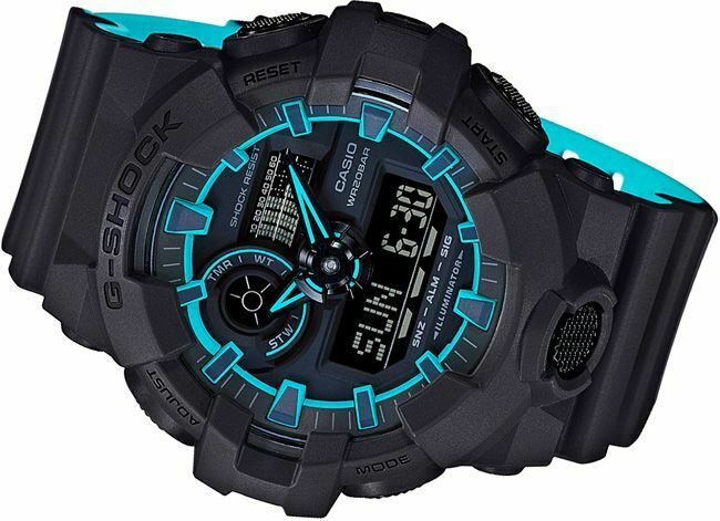 Casio G-Shock GA-700SE-1A2 Black Blue Analog Digital Mens Watch GA-700 200M WR