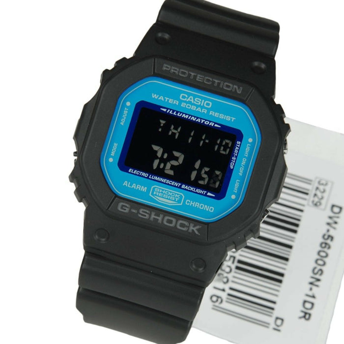 Casio G-Shock DW-5600SN-1D Digital Black Blue Mens Watch 200M WR DW-5600