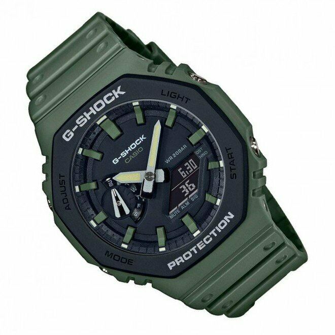 Analog Watc Finest GA-2110SU-3A G-Shock — Casio Carbon Green Core Guard Digital Time