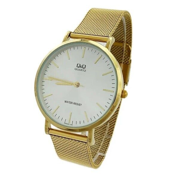 Q&Q By Citizen QA20J001Y Gold Stainless Steel Analog Watch Water Resistant 30M