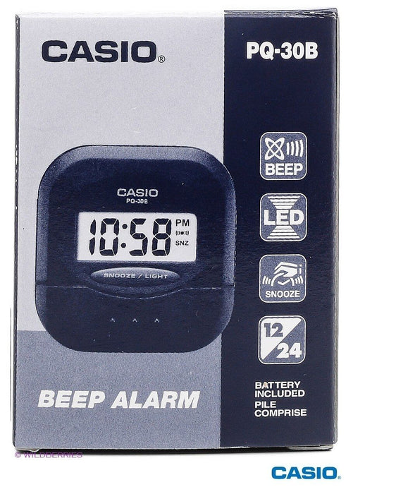 Casio PQ-30B-7DF Pocket Travel Alarm Beep White Clock Snooze PQ-30 White