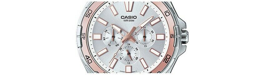 Original New Casio MTD-300RG-7A Two Tone Steel Mens Watch Day & Date MTD-300RG