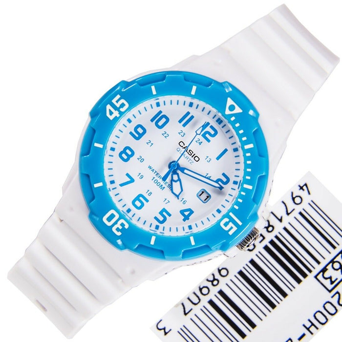 Casio Original New LRW-200H-2B White Blue Analog Womens Watch 100m WR LRW-200