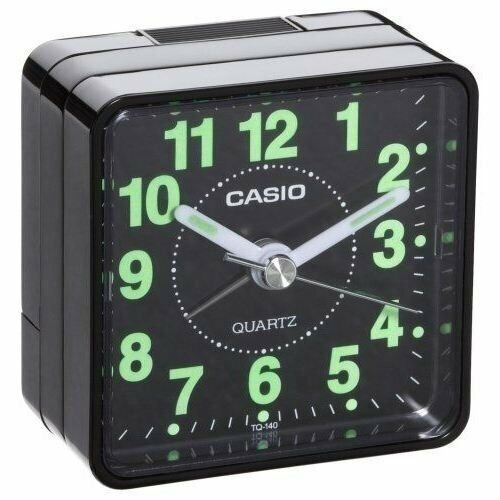 Casio TQ-140-1E Small Black Travel Neobrite Display Analog Alarm Clock TQ-140