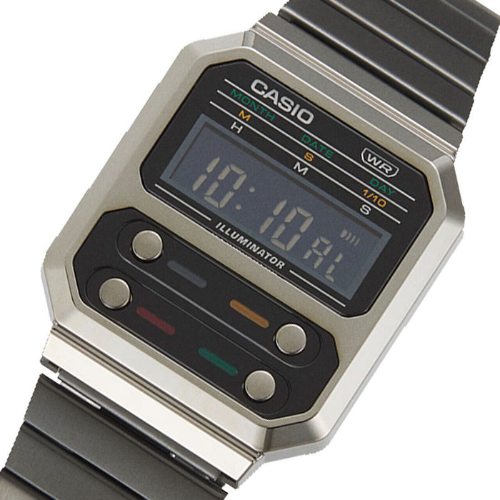 Casio A100WEGG-1A Black Vintage EDGY Chronograph Digital Watch A100 Original