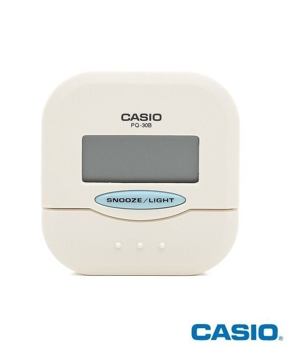 Casio PQ-30B-7DF Pocket Travel Alarm Beep White Clock Snooze PQ-30 White