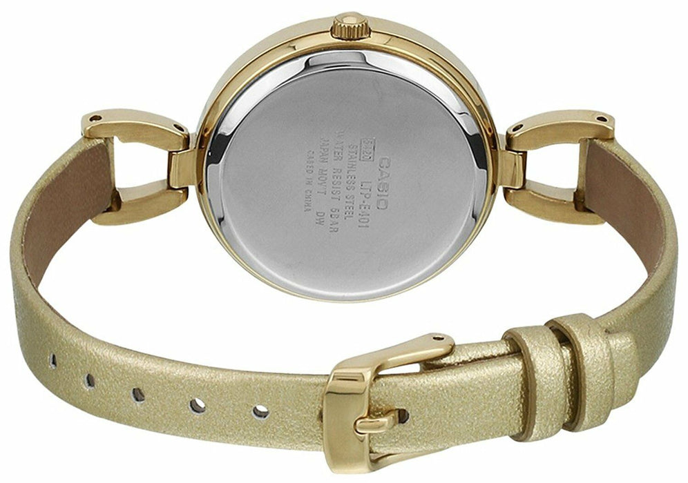 Casio LTP-E401GL-9A Original New Gold Leather Ladies Watch 50m WR LTP-E401