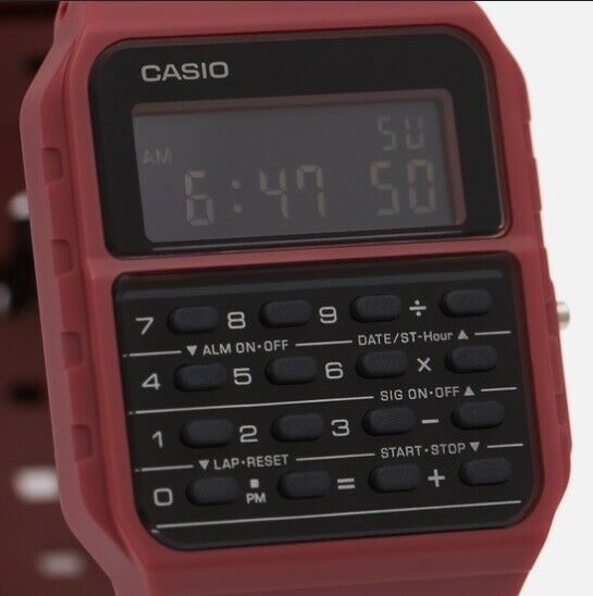 Casio CA-53WF-4B Calculator Red Digital Mens Watch Original New Classic CA-53
