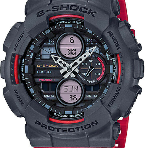 Casio G-Shock GA-140-4A Red Analog Digital Mens Watch GA-140 200M WR Original