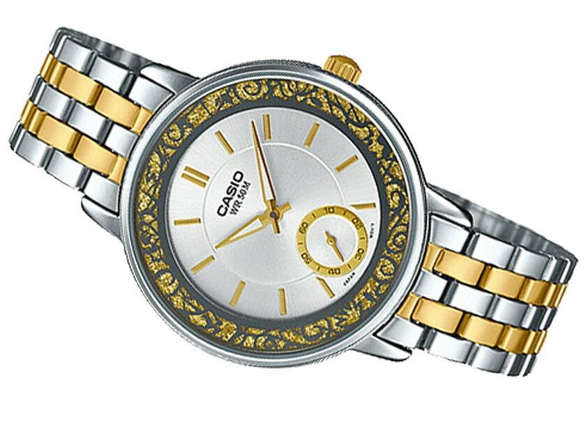 Casio LTP-E408SG-7A Two-Tone Stainless Steel Analog Ladies Watch 50m WR LTP-E408