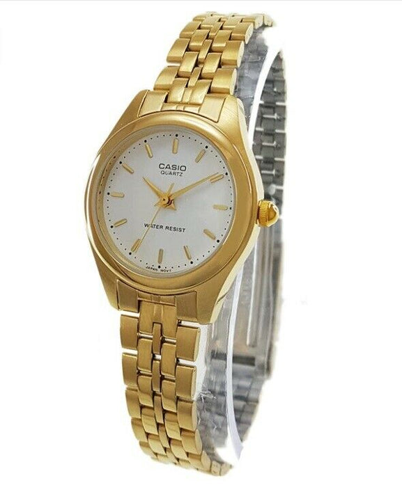 Casio LTP-1128N-9A Gold Tone Stainless Steel Analog Womens Watch LTP-1128 New