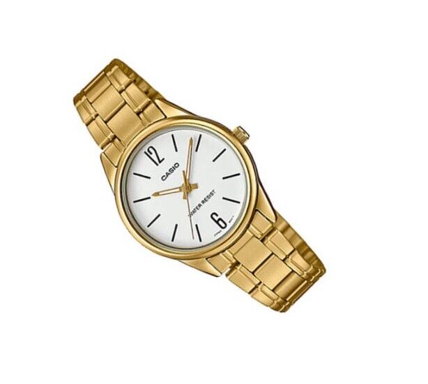 Casio LTP-V005G-7B Gold Ion Plated Stainless Steel Analog Womens Watch MTP-V005