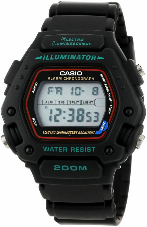 Casio New Original DW-290 Mens Black Classic 200m Sports Watch Alarm DW-290-1V