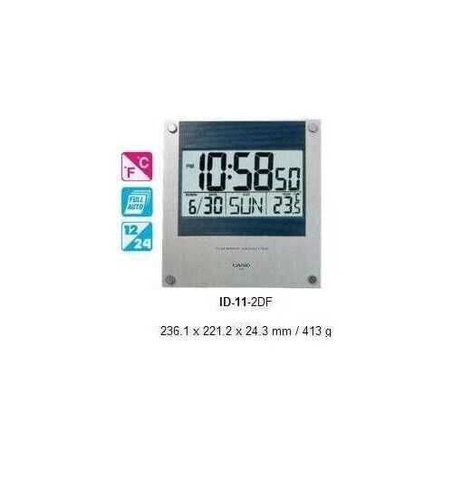 Casio New Original Wall Clock ID-11-2D Temperature Digital Silver Blue ID-11