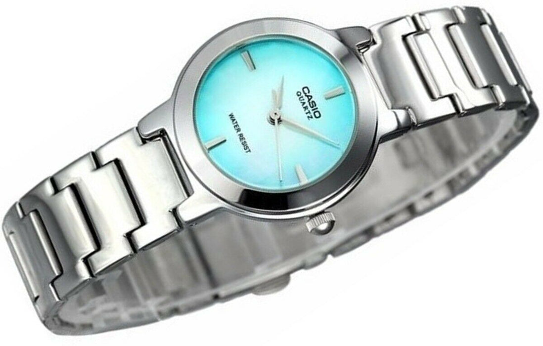 Casio LTP-1191A-3C Green Pearl Dial Stainless Steel Analog Womens Watch LTP-1191