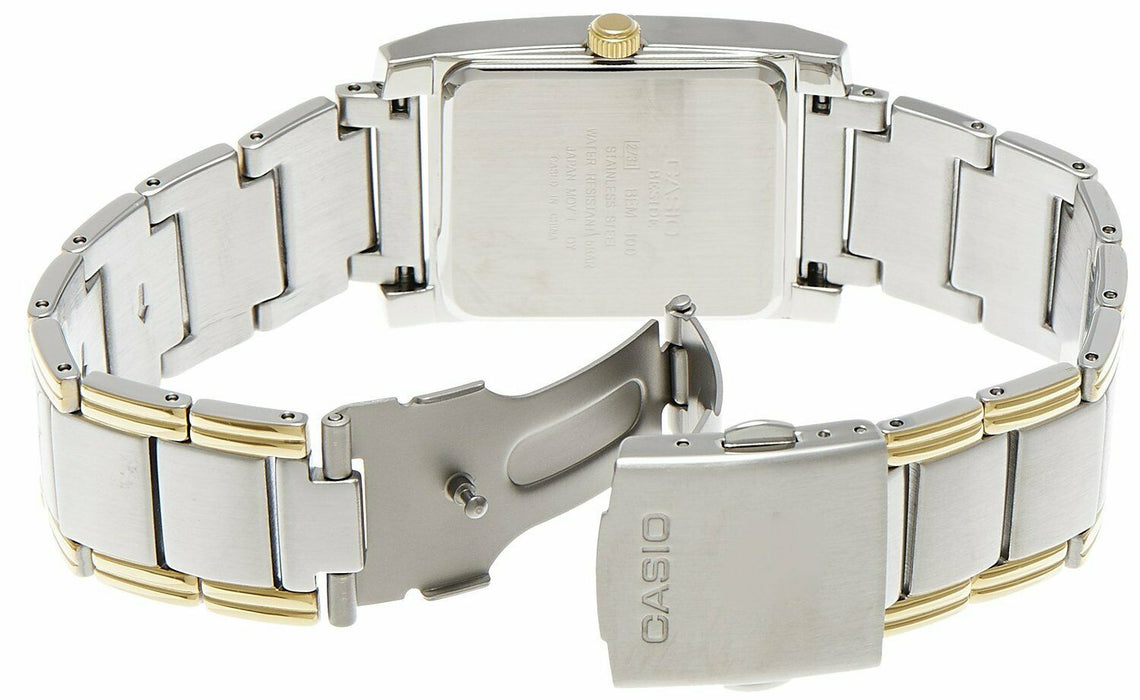 Casio Beside BEM-100SG-7A Stainless Steel Analog Mens Watch White Dial BEM-100