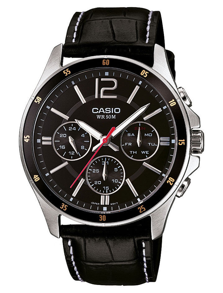Casio MTP-1374L-1 Original Analog Leather Mens Watch Water Resistant MTP-1374L