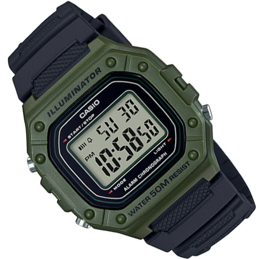 Original New Casio W-218H-3 Green Kids Digital Mens Watch Stopwatch 50M WR W-218