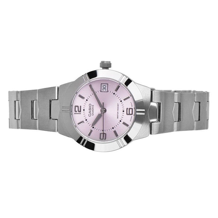 Casio New LTP-1241D-4A Pink Analog Womens Watch Date LTP-1241 Stainless Steel