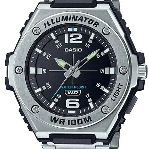 Casio MWA-100HD-1A Stainless Steel Analog Mens Watch Illuminator 100M WR MWA-100