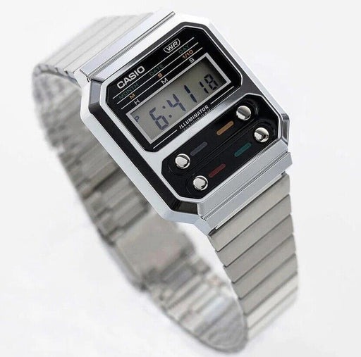 Casio A100WE-1A  Vintage EDGY Chronograph Digital Watch A100 Original New