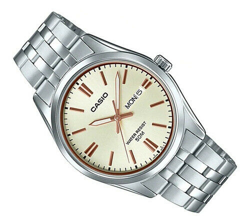 Casio MTP-1335D-9A  Champagne Dial Analog Mens Watch Stainless Steel MTP-1335