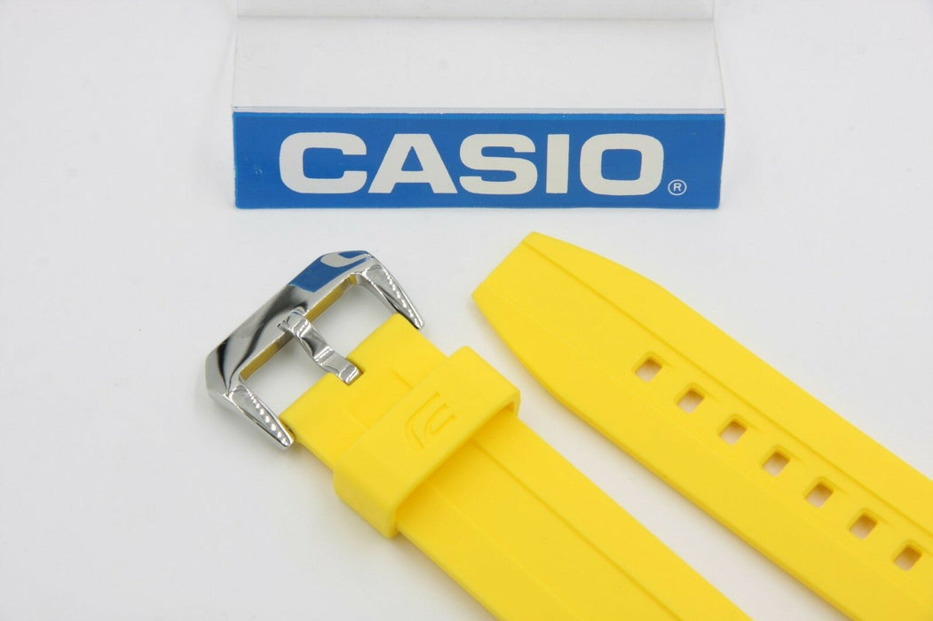 Original Casio Edifice EMA-100B-1A9 Watch Band Yellow Rubber W/ 2 Pins EMA-100