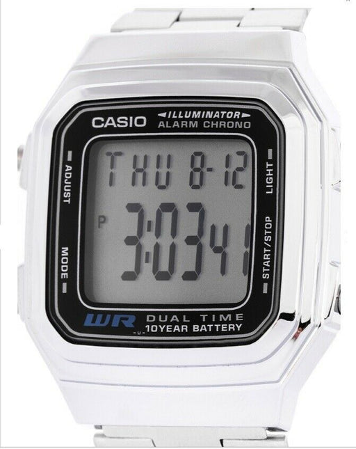 Casio A178WA-1A Digital Mens Watch Original New Stainless Steel WR A-178