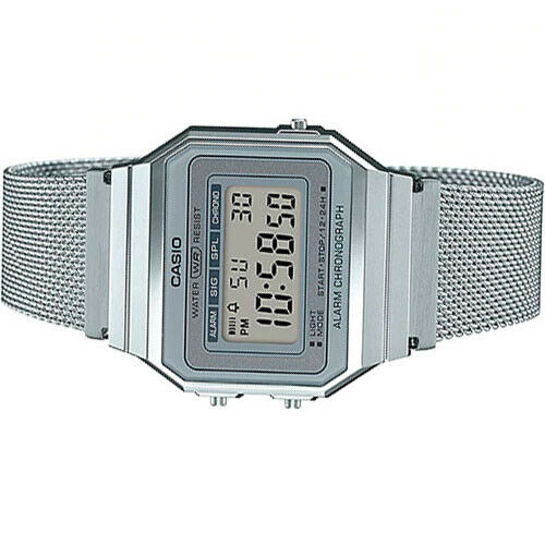 Casio A700W-1A Digital Unisex Watch Retro Stainless Steel LED A700