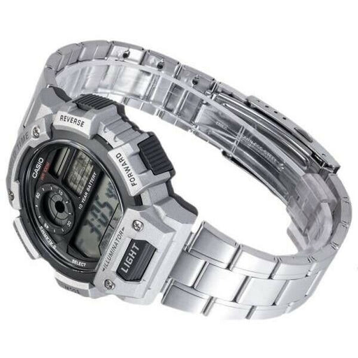 Casio AE-1400WHD-1A Digital World Time Stainless Steel Mens Sport Watch AE-1400