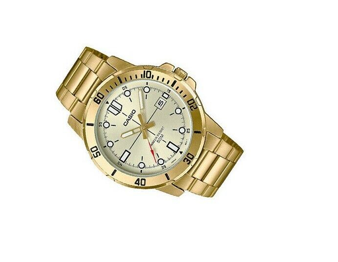 Casio MTP-VD01G-9E Original Analog Mens Watch Gold Tone Stainless Steel MTP-VD01