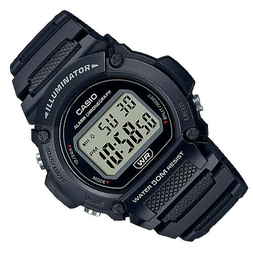 Casio W-219H-1A Original New Digital Mens Watch Stopwatch Alarm 50M WR W-219