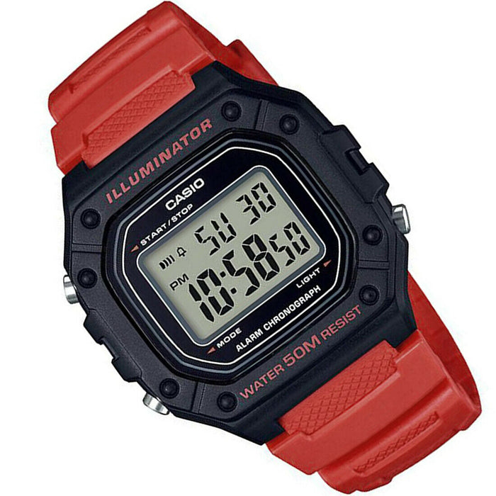 Casio W-218H-4B Original New Red Kids Digital Mens Watch Stopwatch 50M WR W-218