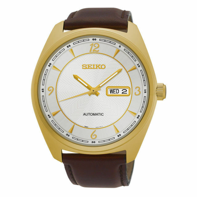 Seiko SNKN70 Recraft Automatic Mens Watch Leather Band Analog 100M WR Original