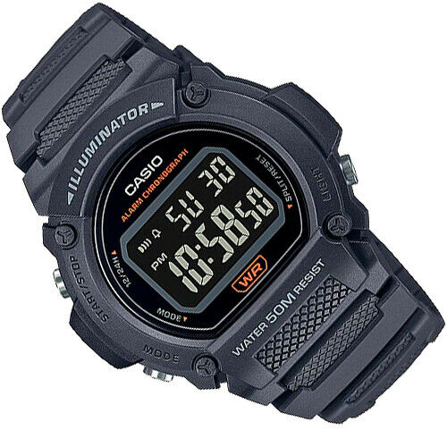 Casio W-219H-8A Original Gray Digital Mens Watch Stopwatch Alarm 50M WR W-219