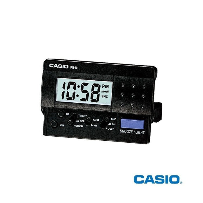 Casio New PQ-10D-1R Small Black LED Digital Travel LCD Display Alarm Clock PQ-10