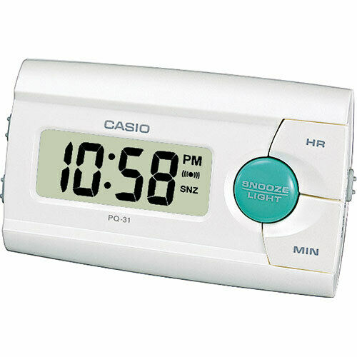 Casio New PQ-31-7E Small White LED Digital Travel LCD Display Alarm Clock PQ-31