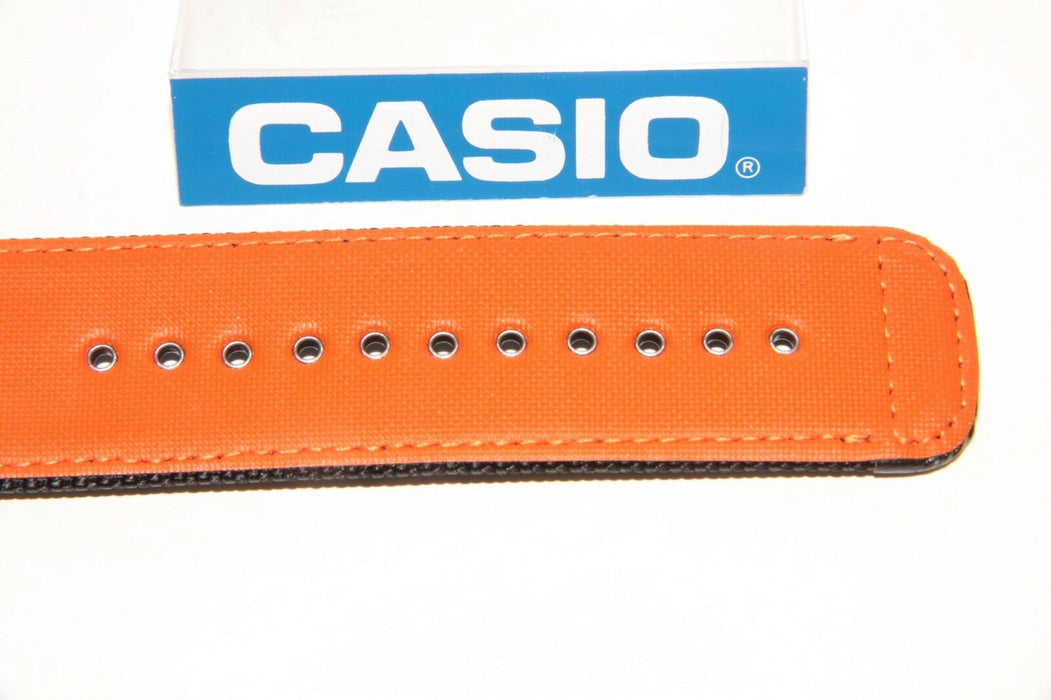 Casio Original AW-591MS-1A Watch Band Resin Nylon Black & Orange 2 Pins Included