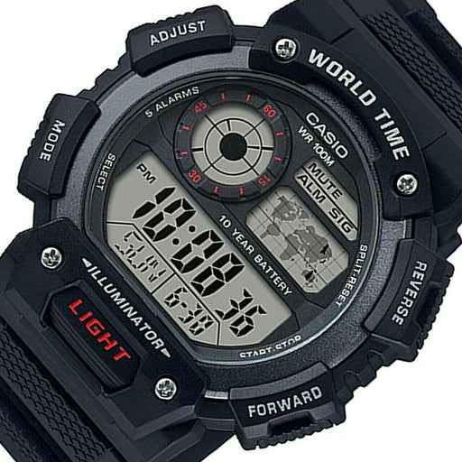 Casio AE-1400WH-1A Digital World Time Mens Sport Watch AE-1400 100M WR New