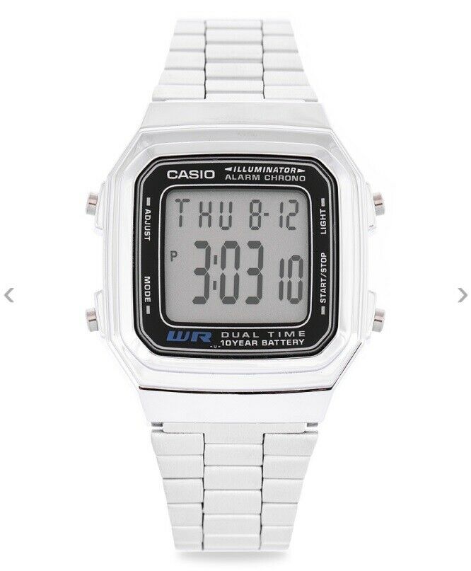 Casio A178WA-1A Digital Mens Watch Original New Stainless Steel WR A-178