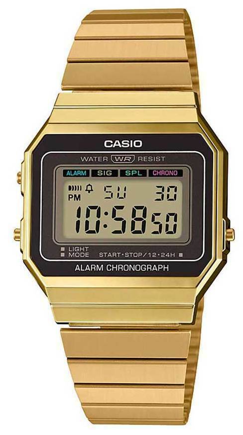 Casio A700WG-9A Digital Unisex Watch Retro Gold Stainless Steel LED A700 New