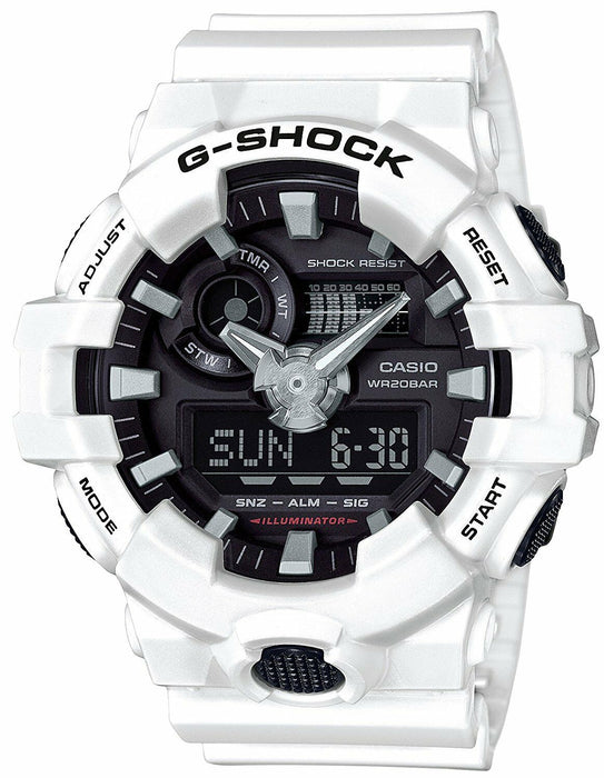 Casio G-Shock GA-700-7A White Super Illuminator Analog Digital Mens Watch GA-700