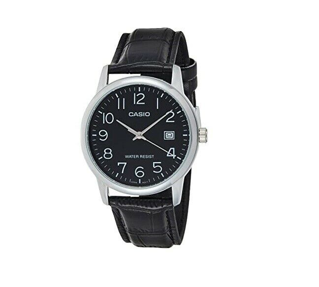 Casio MTP-V002L-1B New Original Leather Band Analog Mens Watch Finest Time