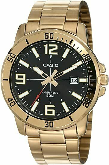 Casio MTP-VD01G-1B Original Analog Mens Watch Gold Tone Stainless Steel MTP-VD01