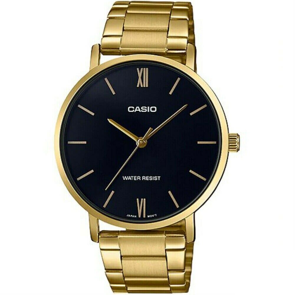 Casio MTP-VT01G-1B New Original Analog Mens Watch Gold Stainless Steel MTP-VT01
