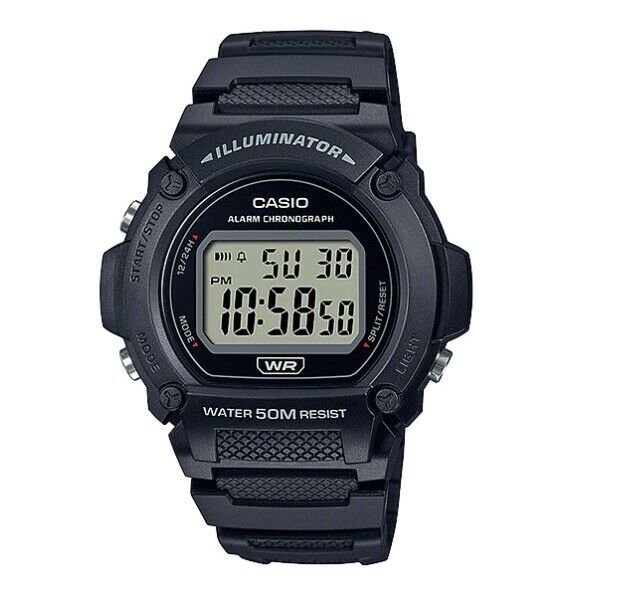 Casio W-219H-1A Original New Mens Watch Stopwatch Alarm 50M WR Finest Time