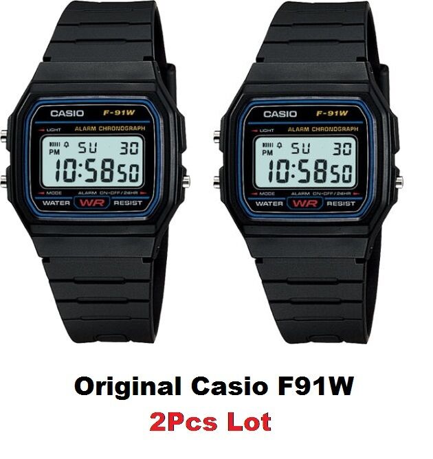 2 Pcs Lot Original Casio New F-91W Alarm Classic Digital F-91 Watch 2 —  Finest Time