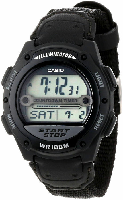 Casio Original W-756B-1A New Digital World Time Mens Watch WR Black Cloth W-756